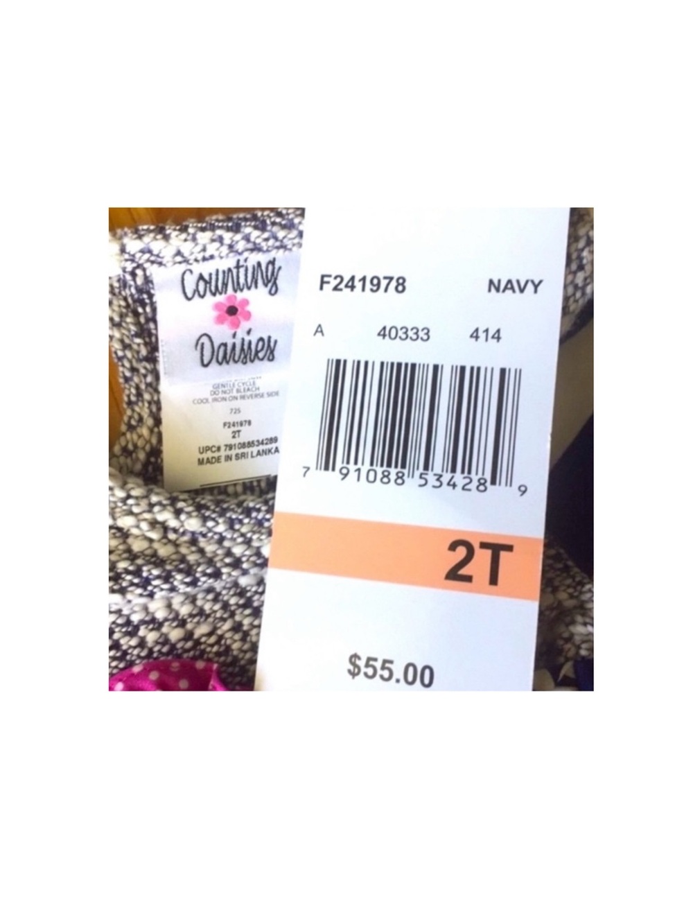 Navy & Pink Floral Stripe Girls' Casual Sweater Dress with Decorative Flower - Picture 7 of 14